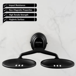 Plantex 304 Grade Stainless Steel Bathroom Double Soap Holder/Wall Mounted Soap Holder/Bathroom Accessories - Cubic (Black)