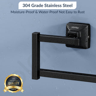 Plantex 304 Grade Stainless Steel Napkin Holder for Washbasin/Towel Hanger for Kitchen/Towel Holder/Bathroom Accessories - Squaro (Black)