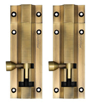 Plantex Stainless Steel Tower Bolt/Tower Bolt for Home,Offices Doors and Windows/Tower Bolt for Main Door/Door Latch/Kundi/Chitakini/Door Latch for Windows - Pack of 2 (Brass Finish, 4 inch)