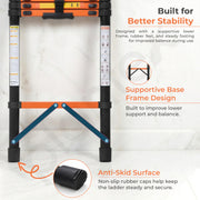 Plantex 2.7m (8.85 ft.) Telescopic Ladder/Carbon Steel 7-Steps Portable & Compact Ladder/Foldable Multipurpose Collapsible Ladder for Home & Outdoor Use - (Orange)