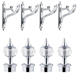 Plantex Heavy Duty Aluminium Diamond Curtain Brackets/Curtains Holder/Curtain Rod Holder (Chrome - 2 Pair)