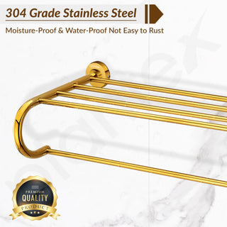Plantex 304 Grade Stainless Steel 24 inch Towel Rack for Bathroom/Towel Stand/Hanger/Bathroom Accessories - Daizy (Golden)