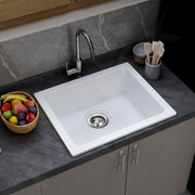 Plantex Quartz Acrylic Kitchen Sink/Undermount Sink for Kitchen with 10 Years Warranty by Plantex/Granite Single Bowl Kitchen Sinks with Coupling (Whiti 21x18 Inches)