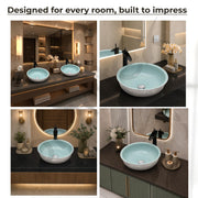Plantex Ceramic Round Basin for Bathroom/ Table Top Basin/ Washbasin for Bathroom/ Restaurant/Hotel (16.5 x 16.5 x 6 Inch)