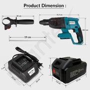 Plantex 21V Cordless Heavy Duty Hammer Drill Machine with battery & charger/Rotary Hammer/Load Speed 6000rpm/Copper winding - (Blue & Black)