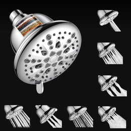 Plantex ABS 20-Stage Filter Shower Head For Bathroom/Shower Filter for Bathroom with Hard Water Softener for Shower/Enhances Skin and Hair Health -(Chrome)
