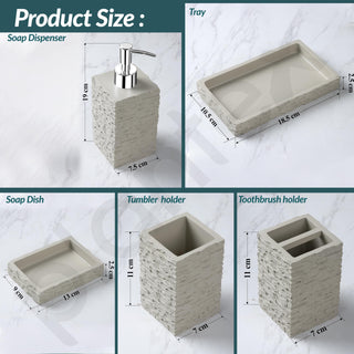 Plantex Polyresin Bathroom Accessories Set Soap Dispenser/Toothbrush Holder/Bathroom Tray/Tumbler Holder/Soap Dish - 5 Piece(923)