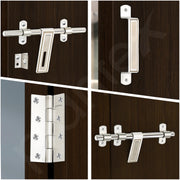 Plantex Stainless Steel Door Kit for Bathroom Door/Door Hardware/Doors Accessories/3 Hinges/10 inch Al-Drop/8 inch Latch/8 inch 2 Handles - Pack of 1 (APS-1320, Chrome)