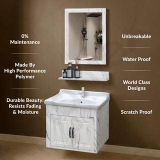 Plantex Unbrekable Bathroom Vanity Cabinet & Washbasin Set/Washbasin with Cabinet/Basin Cabinet for Bathroom with Mirror (White)