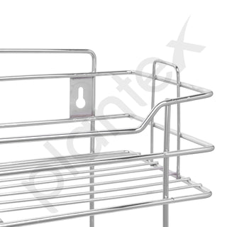 Plantex Stainless Steel Stand for Kitchen Storage Rack/3-Tier Kitchen Stand Organiser/Multipurpose Wall Mount Kitchen Rack (Chrome Finish, Tiered Shelf)
