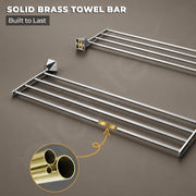 Plantex Towel Rack for Bathroom/Pure Brass Towel Holder/24 Inch Towel Stand/Towel Bar/Bathroom Accessories - Pack of 1 (APS-ASC-13, Chrome)