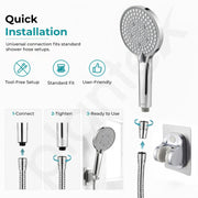 Plantex Hand Shower for Bathroom/5 Mode Multifunctional Shower/5-Inch ABS Plastic Silicone Handheld Shower Head/Easy Mode Switching – (Chrome, APS-8607)