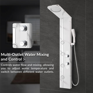 Plantex SS-304 Marble Textured Shower Panel for Bathroom with Showerhead/Hand Shower with Hose Pipe & Clamp/Body Massage Jets/Bathroom Shower System -(KM-8099)