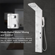 Plantex SS-304 Marble Textured Shower Panel for Bathroom with Showerhead/Hand Shower with Hose Pipe & Clamp/ Body Massage Jets/Bathroom Shower System -(KM-8099)