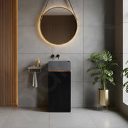 Plantex Acrylic Resin & Quartz Pedestal Basin for Bathroom/One Piece Pedestal Free Standing Square Wash Basin for living Room/Hotel (Grey & Black)