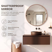 Plantex Aluminium Frame Mirror for Wall/Round Wall Mount Mirror for Bedroom/Dressing Room/Living Room/Entryway - (DIA-24in - Rose Gold)