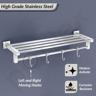 Plantex Heavy-Duty Stainless Steel Towel Rack for Bathroom/Towel Bar/Towel Holder/Bathroom Accessories (24 Inch-Chrome)- Pack of 1, Aqua