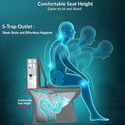 Plantex Platinum Ceramic Rimless Western Commode/Washdown One Piece Western Toilet/Commode for Bathroom with Soft Close Toilet Seat - S Trap Outlet (Smoke)