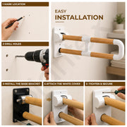 Plantex Resin Grab Bar for Toilet with Grip/24 inch Anti-Slip Handle for Bathroom Support - Pack of 1 (White & Wood)