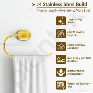 Plantex J4 Stainless Steel Towel Hanger for Wash Basin/Hand Towel Hanger/Napkin Holder for Wash Basin/Bathroom Accessories (PVD Gold Finish) Angel