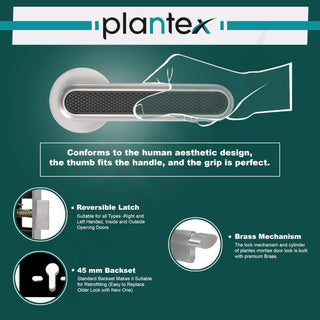 Plantex Main Door Lock/Mortise Lock for Door with 3 Years of Warranty - Robust Door Lock for Home with Brass Lock Body & Cylinder(Satin & Black Finish)
