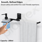 Plantex 304 Grade Stainless Steel Liquid Soap Dispenser with Napkin Ring/Shampoo Dispenser/Towel Ring for Bathroom/Bathroom Accessories - Pack of 1 (Crystal, Black)
