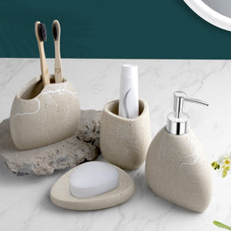 Plantex Polyresin  Bathroom Accessories Set Soap Dispenser/Toothbrush Holder/Tumbler Holder/Soap Dish - 4 Piece(906)