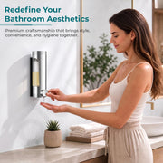 Plantex Liquid Soap Dispenser for Bathroom/ABS Plastic Refillable Soap Handwash Dispenser for Shampoo & Body Lotion - Ideal for Hotels/Hospitals/Restaurants/Offices - (Chrome)