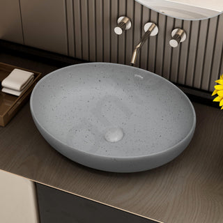 Plantex Table Top Wash Basin for Bathroom/Designer Ceramic Basin/Countertop Vessel Sink Basin/Wash Basin Over Counter for Home/Office (Light Grey - 20 x 15.5 x 5 Inch)