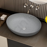 Plantex Table Top Wash Basin for Bathroom/Designer Ceramic Basin/Countertop Vessel Sink Basin/Wash Basin Over Counter for Home/Office (Light Grey - 20 x 15.5 x 5 Inch)