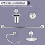 Plantex 304 Grade Stainless Steel Bathroom Accessories Set of 5 - Towel Rod/Hand Napkin Hanger for Wash Basin/Soap Case/Toothbrush Holder/Robe Hook - Daizy (Chrome)