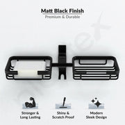 Plantex Aluminum Bathroom Dual Soap Holder with Hook/Soap Stand/Soap Dish/Bathroom Accessories - Black