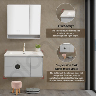Plantex Unbrekable Wash Basin with Cabinet/Plywood Rectangle Vanity with Basin/Bathroom Organizer for Home with Coupling, Mirror and Cabinet Motion Sensor Light (NZBC-45)