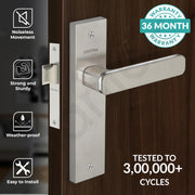 Plantex Heavy Duty Door Lock ÃƒÂ¢Ã¢â€šÂ¬Ã¢â‚¬Å“ Bathroom Door Lock/Mortise 8inch Keyless Plate Handle Set for Home/Bathroom/Store Room/Balcony/Office with Baby Latch (8125, Steel Satin and Chrome)