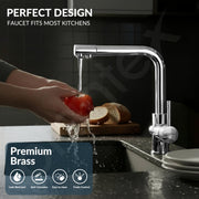 Plantex Kitchen Sink Faucet/Kitchen Tap Handle Brass and Body is 304 Grade Stainless Steel/Double Handle Kitchen Mixer Tap Hot and Cold/360Â° Swivel Spout Sink Taps - (7908, Chrome)