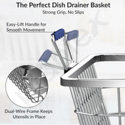 Plantex Heavy-Duty Stainless-Steel Dish Drainer Basket for Kitchen Utensils/Dish Drying Rack/Plate Stand/Bartan Basket (Medium Size-54x42x20cm)