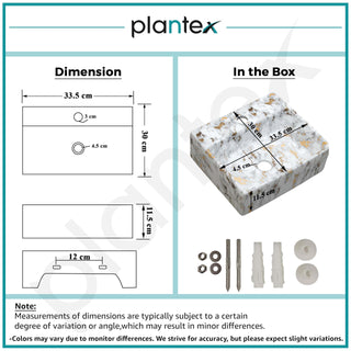 Plantex Wall Mount Washbasin for Bathroom/Designer Ceramic Bathroom Sink/Rectangle Tabletop Wash Basin/Home/Office (13 x 11.5 x 4.5 Inch)