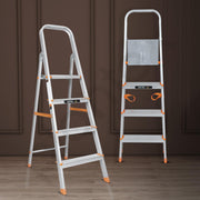 Plantex Legend 4 Step Ladder for Home/Anti-Slip Steps/Easy to Fold Aluminium Ladder/Capacity Upto 150 kg (Orange-Silver)