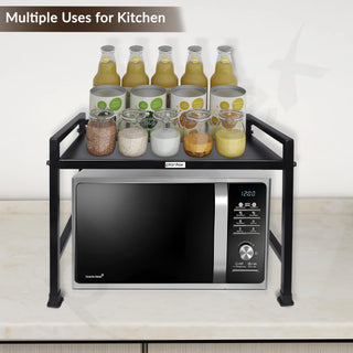Plantex Oven Stand for Kitchen/Microwave/Oven Stand/Multiple use/Kitchen Storage Rack - Tiered Storage Shelf, Premium - (Black) Metal