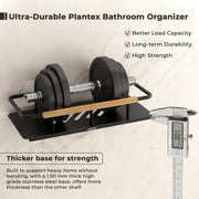 Plantex Self Adhesive Bathroom Shelf/Stainless Steel Bathroom Shelf Rack/Wall Shelf for Bathroom/Bathroom Organiser without Drill/Bathroom Accessories Set- Pack of 1 (12x5 inches, Gold & Black)