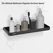 Plantex Self Adhesive Shelf for Bathroom/Multipurpose No Drill Bathroom Organizer/15x5 inch Shelf for Home/Office/Hotel - Pack of 1 (1502, Black)