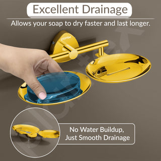 Plantex J4 Stainless Steel Double Soap Dish for Bathroom/Soap Holder for Bathroom/Wall Mounted Soap Holder/Bathroom Accessories (PVD Gold Finish) Angel