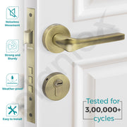 Plantex Main Door Lock/Mortise Lock for Door with 3 Years of Warranty - Robust Door Lock for Home with Brass Lock Body & Cylinder(064- Brass Antique Finish)