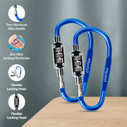 Plantex 3-Digit Code Combination Lock/Number Lock/Portable Luggage Lock/Travel Lock for Briefcase/Laptop Bags - Pack of 2 (Blue)
