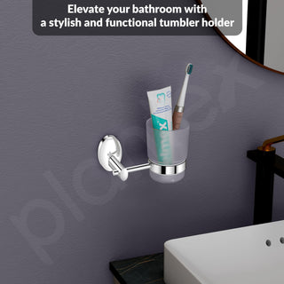 Plantex 304 Grade Stainless Steel Tumbler Holder Stand with Space for Toothbrush/Bathroom Accessories - Oreva (Chrome)