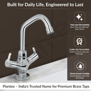 Plantex Pure Brass Basin Mixer Tap/Hot and Cold Water Tap with 360Ãƒâ€šÃ‚Â° Swivel Spout/Sink Tap for Kitchen Basin-7 Year Warranty