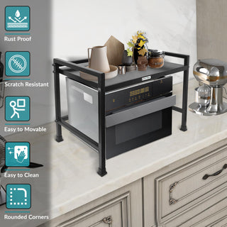 Plantex Oven Stand for Kitchen/Microwave/Oven Stand/Multiple use/Kitchen Storage Rack - Tiered Storage Shelf, Premium - (Black) Metal