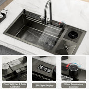Plantex Sink for Kitchen/304 Grade Stainless Steel Waterfall sink