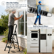Plantex Steel 7 Step Ladder/Foldable Ladder for Home/Anti-Skid Wide 7 Step Ladder - (Apex - Black)