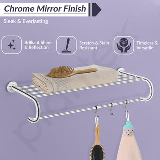 Plantex 304 Grade Stainless Steel Bathroom Towel Hanger/Towel Rack with Towel Rod/Towel Holder/Bathroom Accessories - Daizy (24-inch) Chrome
